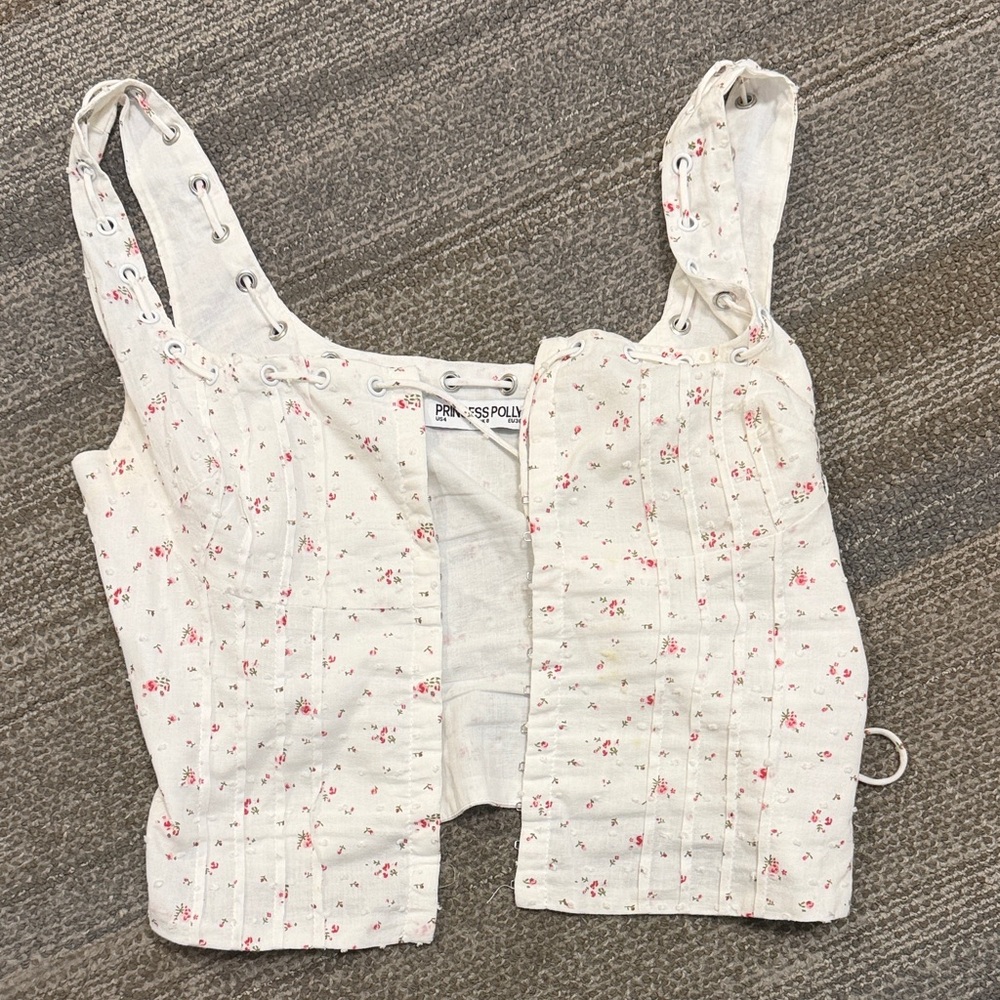 Princess Polly White Lace-Up Top